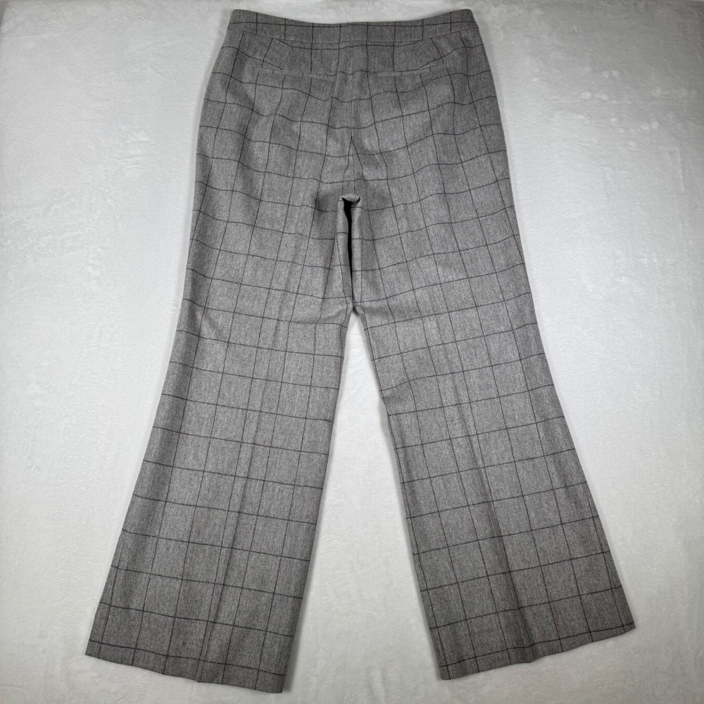 Brooks Brothers Womens 8 Trousers Grey Windowpane Wool Cashmere Wide Leg 42346 - Picture 3 of 12